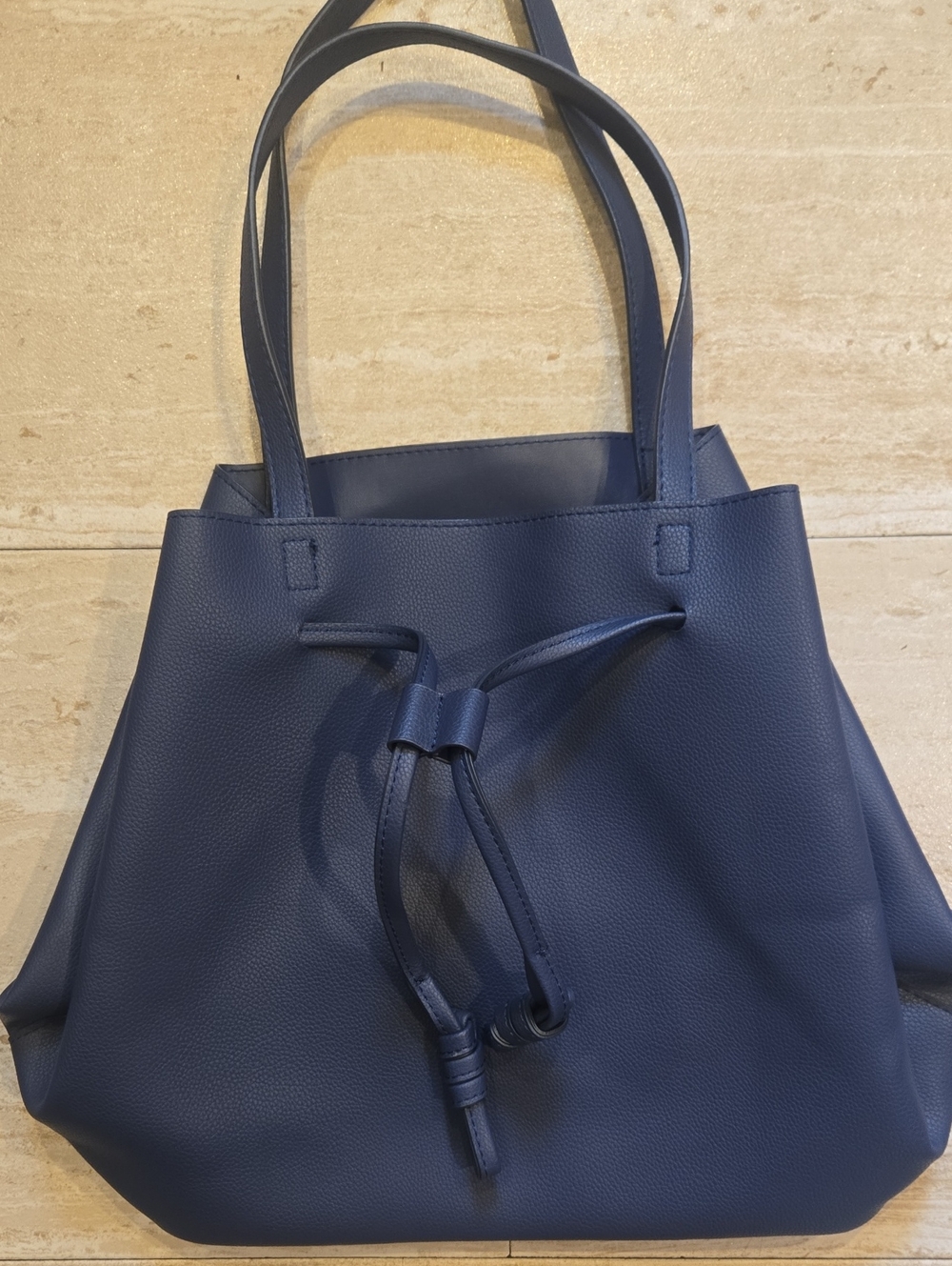 Lionel Navy Drawstring Bucket Tote Bag